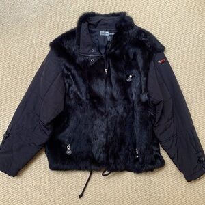 Vintage Jamie Sadock Rabbit Fur Black Jacket
